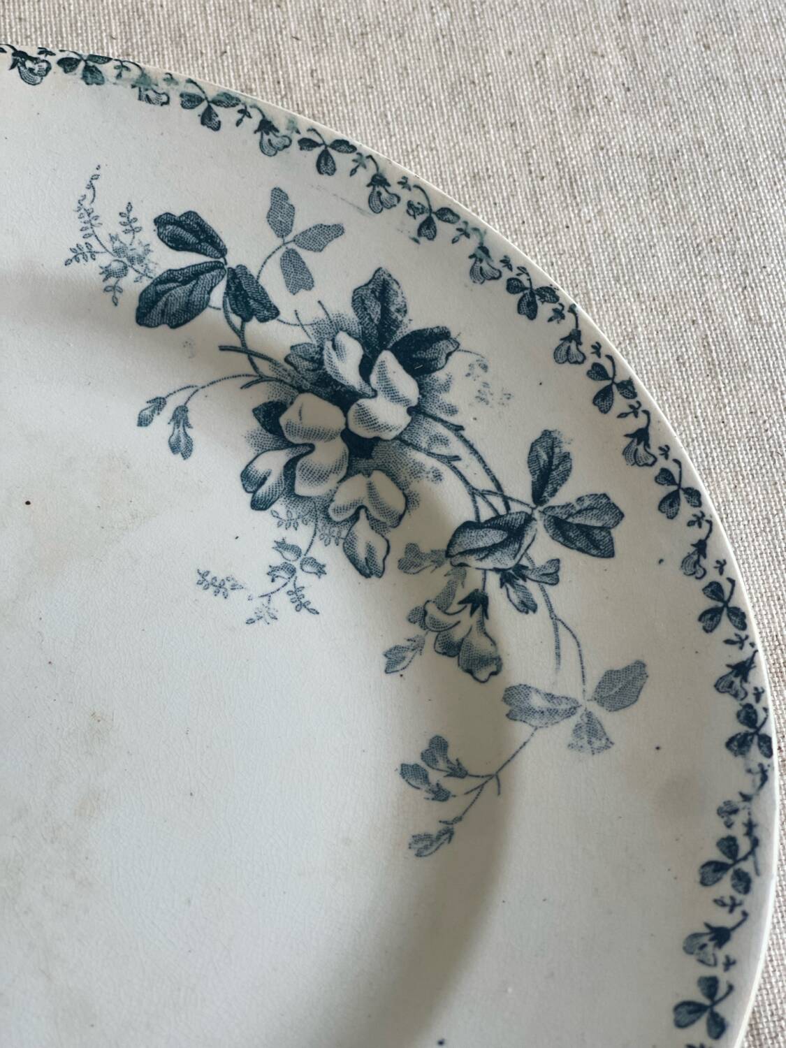 9 mismatched blue ironstone plates