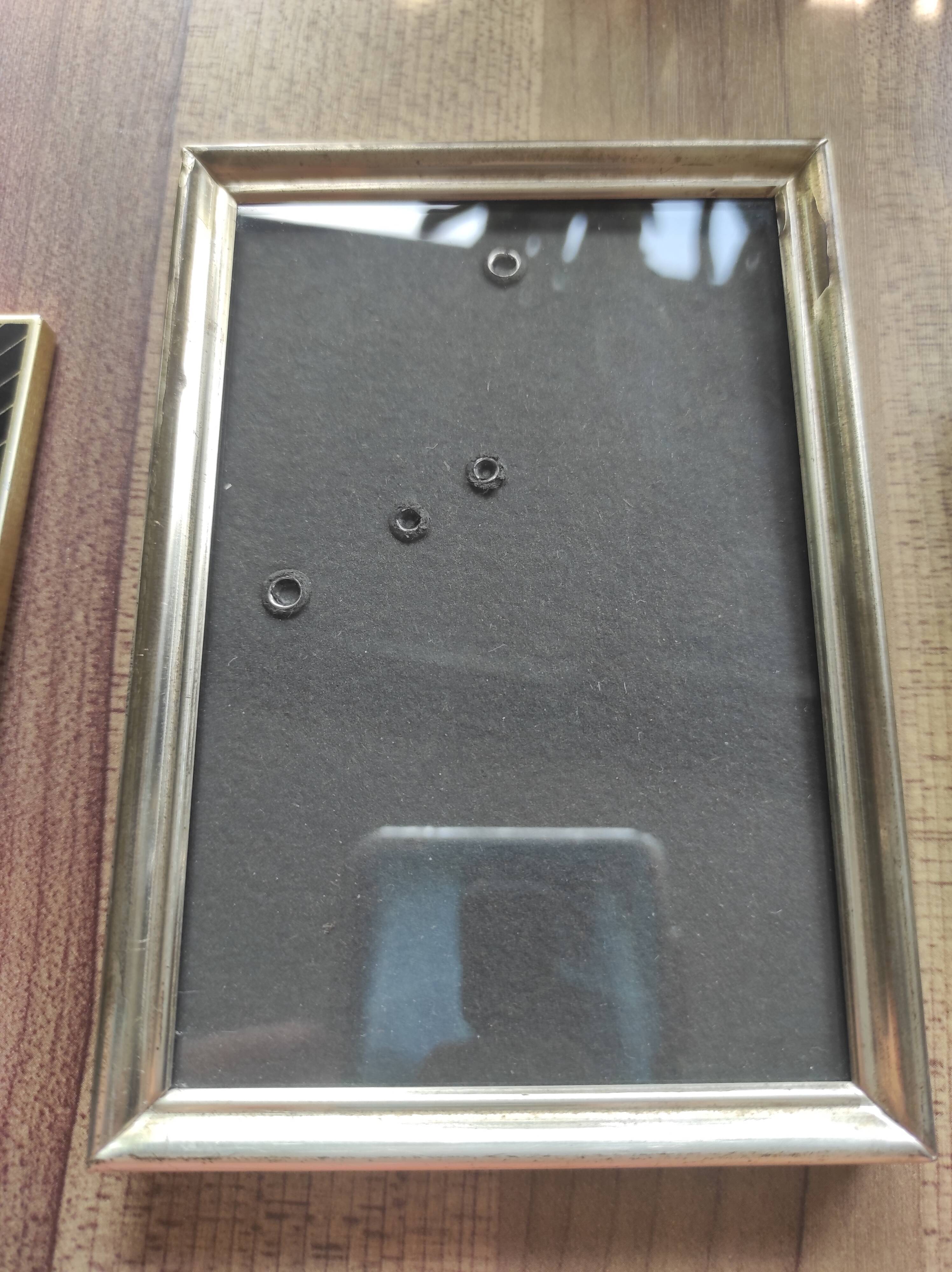 Set of 3 mini vintage gold and silver metal photo frames