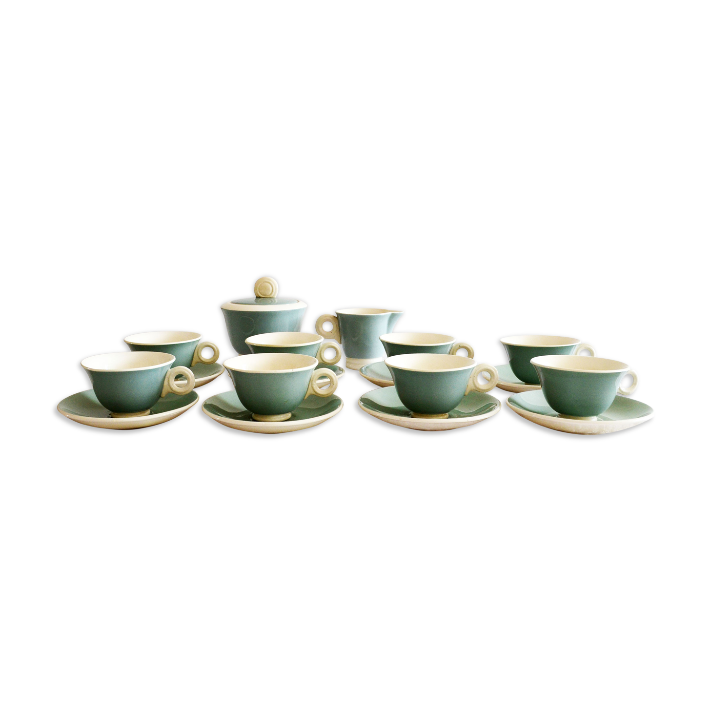 Green art deco coffee service Digoin