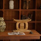 Ashanti stool, hand-carved hardwood stool from West Africa, Wabi Sabi, 20th century