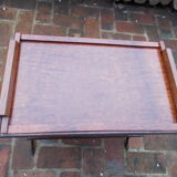 Serving table in wrought iron and solid mahogany bramble