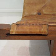 20th-century leather and Brazilian hardwood sofa, Brown