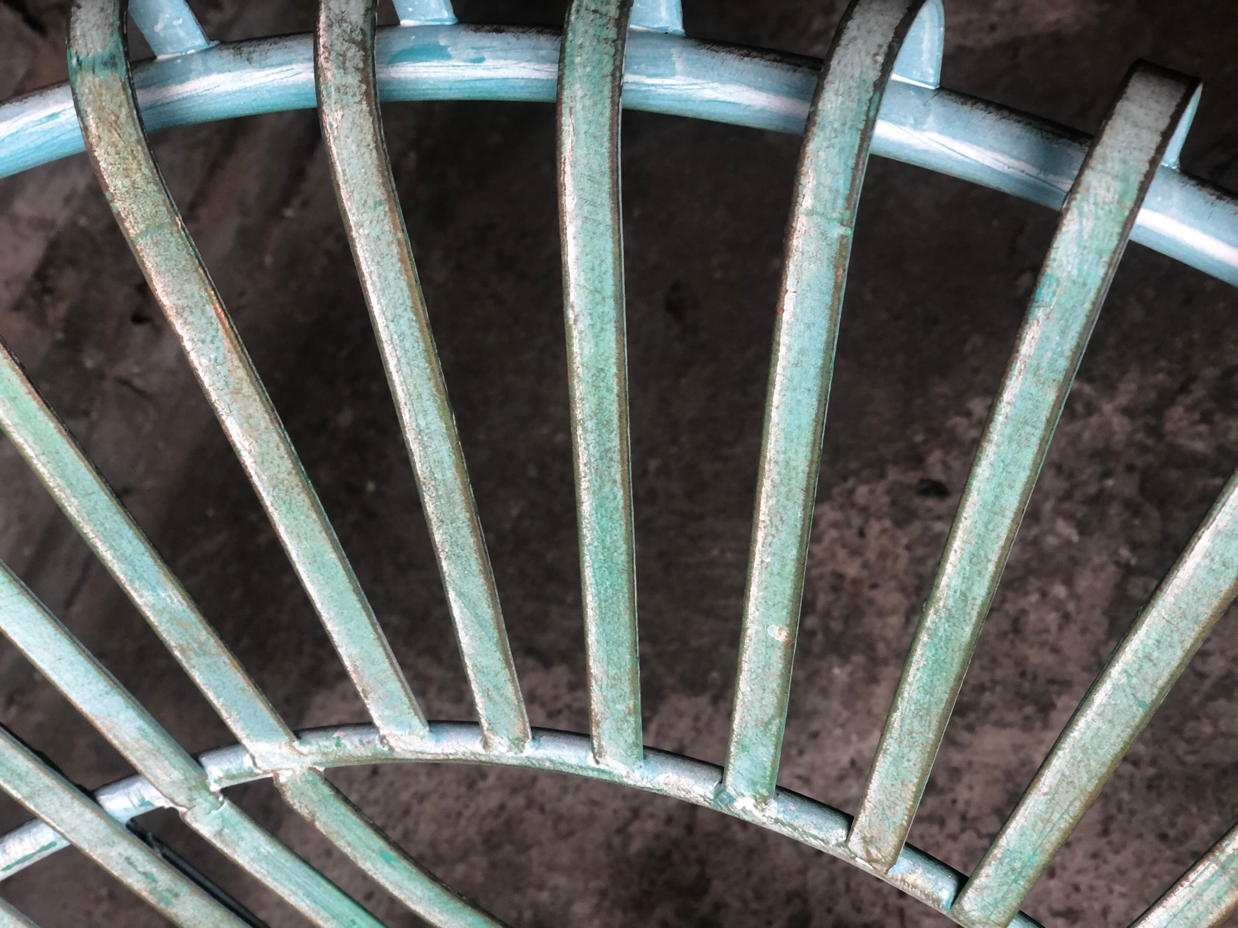 Green patinated iron garden bench