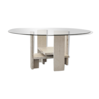 Travertine coffee table by Willy Ballez, Belgium 1970s