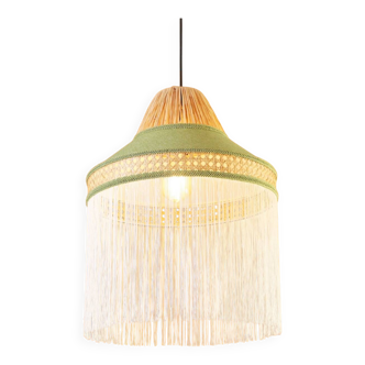Natural Raffia Fabric Chandelier, Nursery Room Lighting, Pendant Lamp