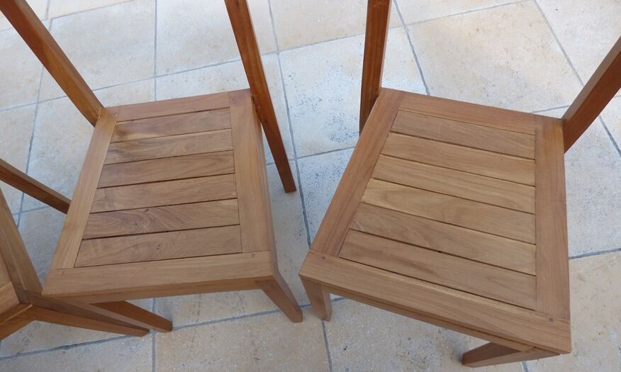 6 chairs of golden oak color in solid wood brand codium maison