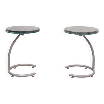 Tables d'appoint avec plateau en marbre vert, années 1990, Hollande