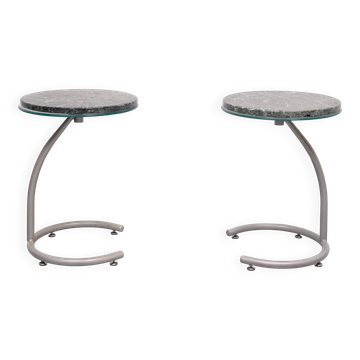 Tables d'appoint avec plateau en marbre vert, années 1990, Hollande