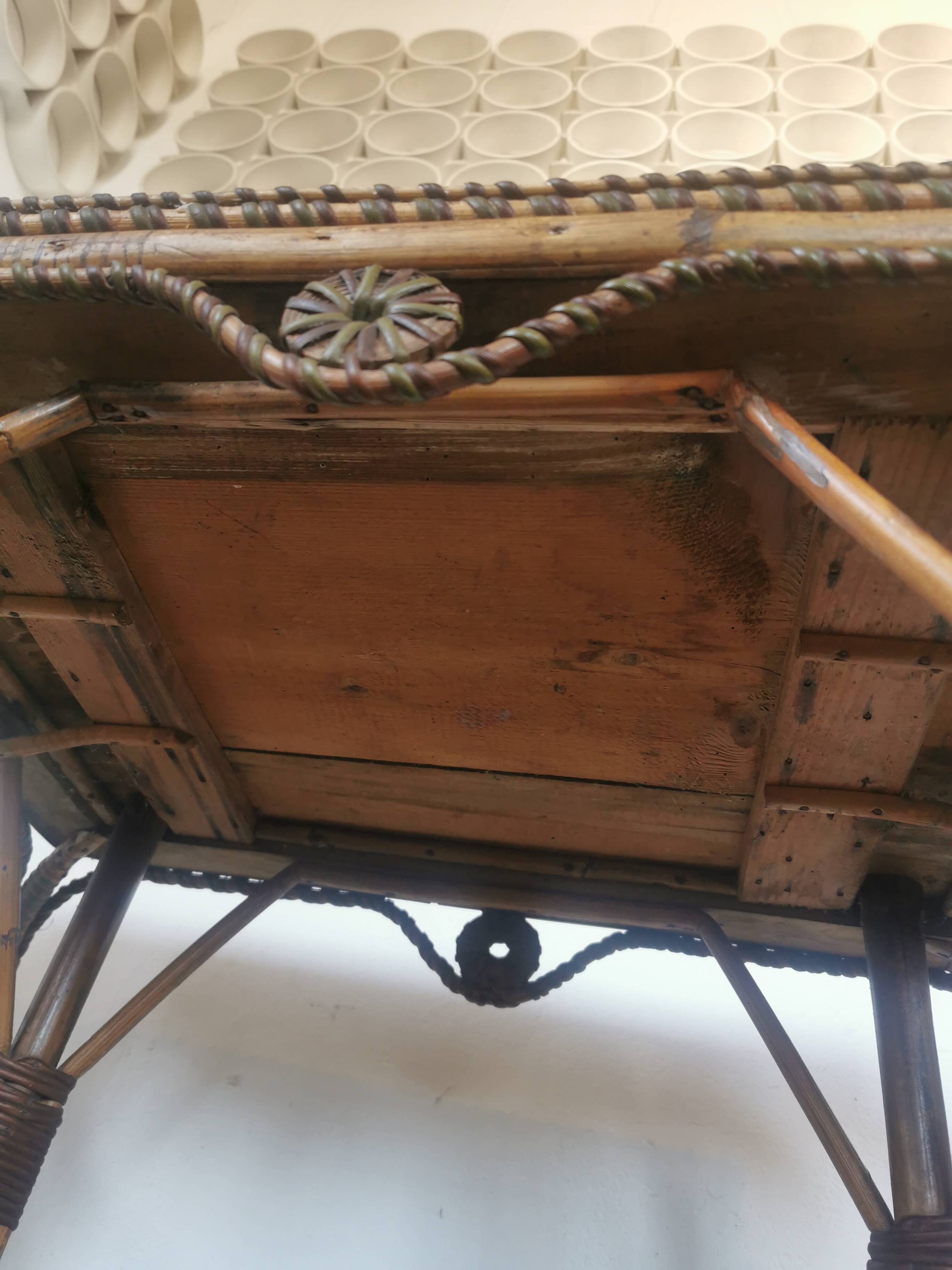 Perret and Vibert rattan serving trolley