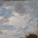 Peinture à l'huile sur panneau, paysage avec un troupeau de moutons, signé V. Bussolino, Italie, 19e siècle