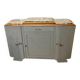 Revamped art deco sideboard in light sage green, marble top, chrome handles, vintage shabby chic