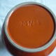 Vase vintage en céramique rouge orangé et bleu