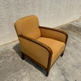 Art deco armchair in wood and fabric