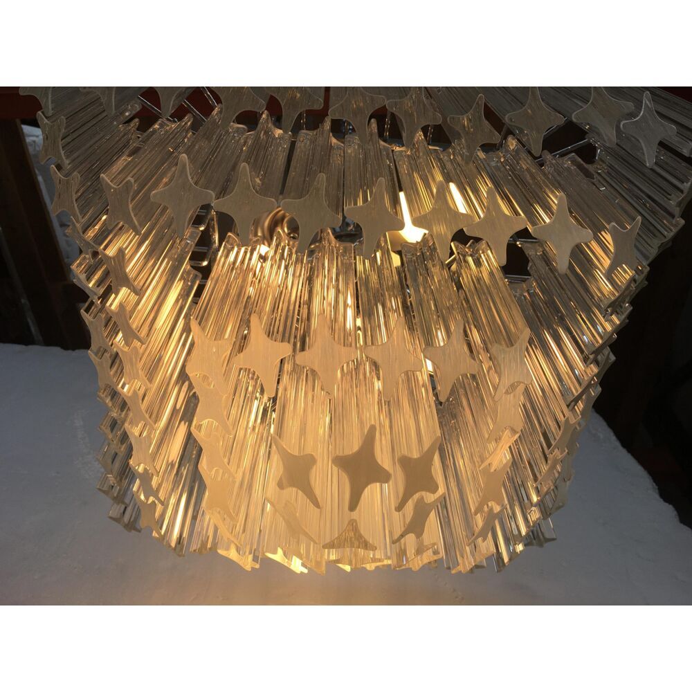 Clear quadriedro murano glass squared chandelier