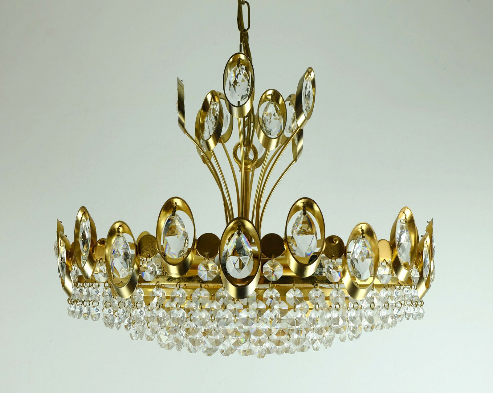 Mid century chandelier Palwa crystal glass
