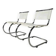 Set of 6 white cantilever dining chairs MR10 by Mies van der Rohe for Thonet, 1980s.