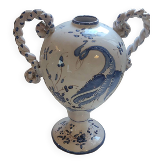 Vase amphore en faience martres tolosane bleu