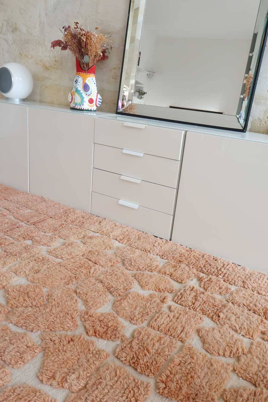 Large Berber rug Beni Ouarain ochre mottled wool