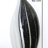 Black and White Penguin Murano Glass Table Lamp with Silver Flakes, Italy