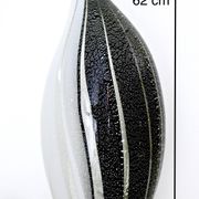 Lampe de table en verre de Murano, motif pingouin noir et blanc, avec paillettes argentées, Italie