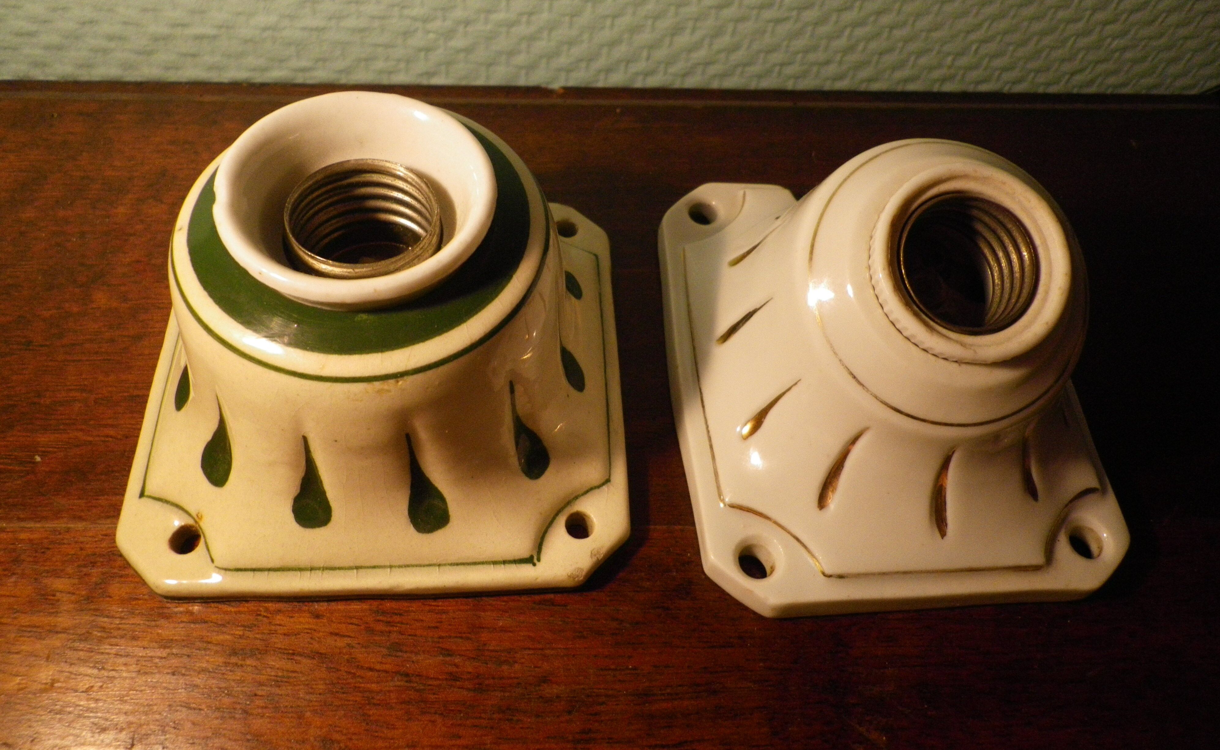 Wall lamps called "hooks" art deco, glazed porcelain, 1920s/1940s