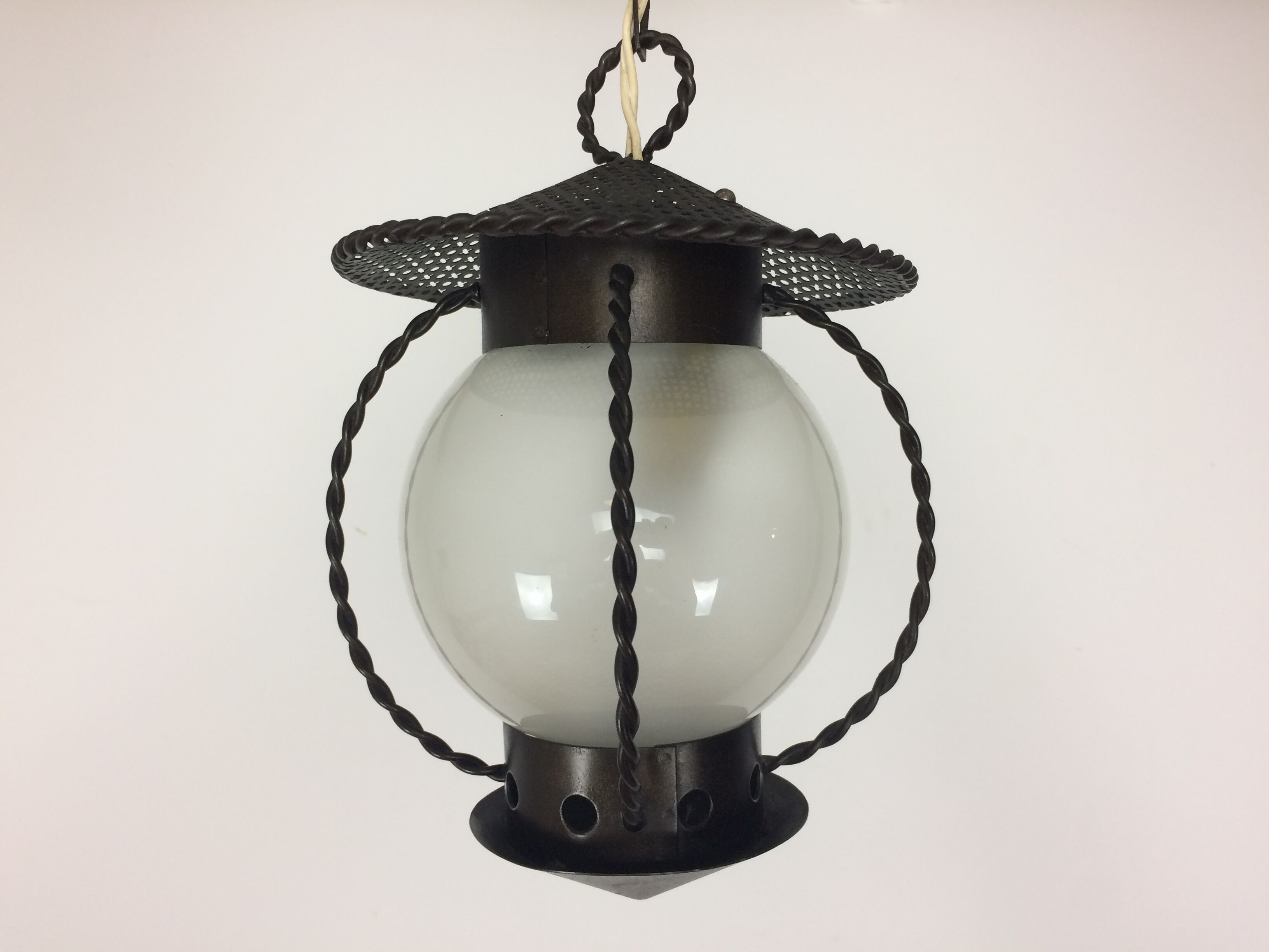 Suspension black perforated sheet metal lantern