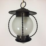 Suspension black perforated sheet metal lantern