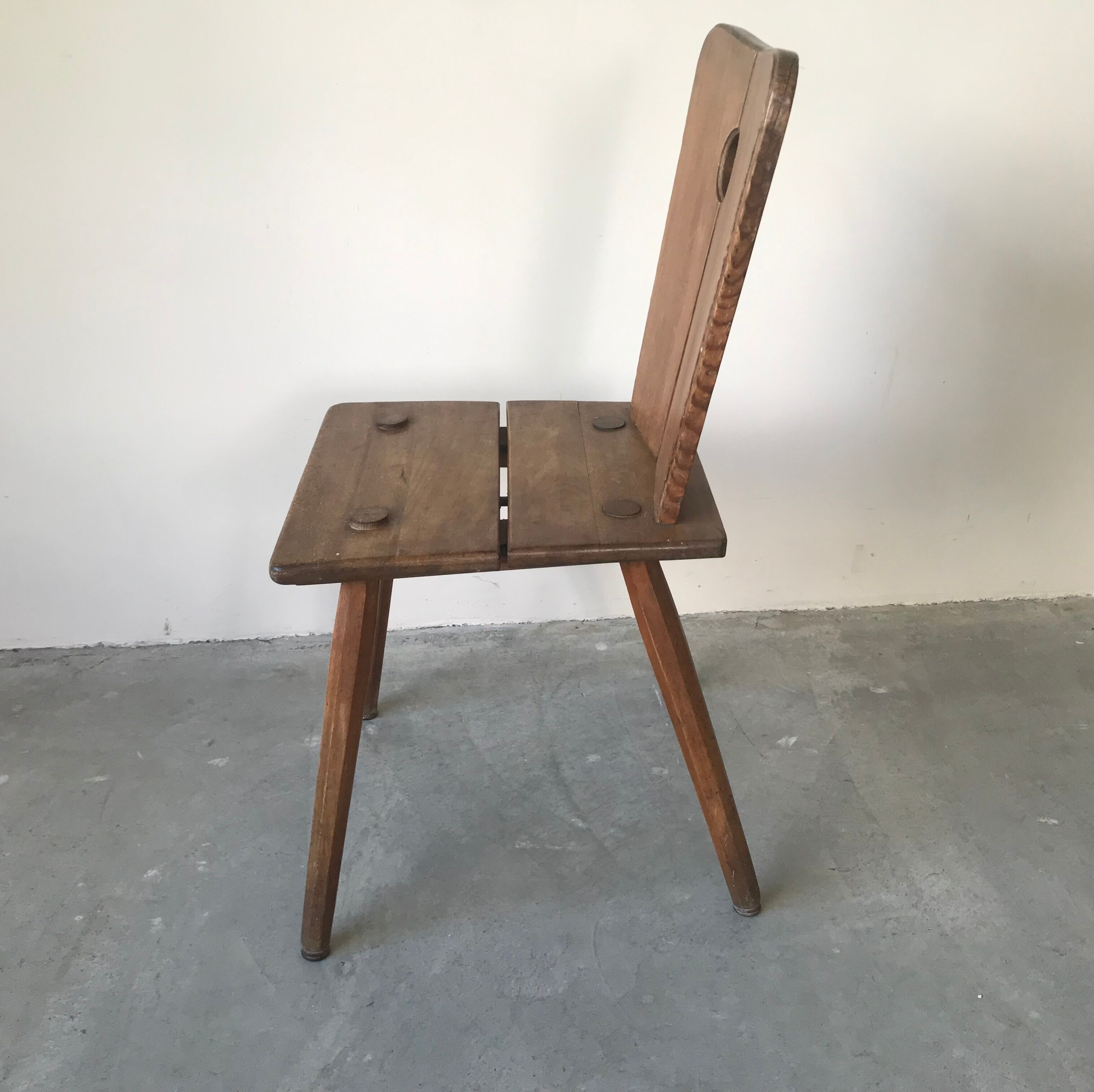 Suite of 6 savoyard solid wood chairs, circa 1950