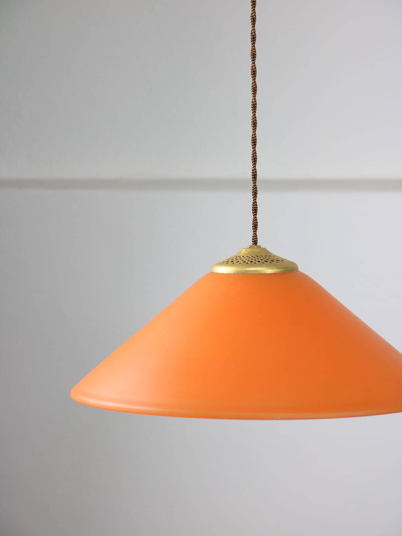 Vintage Italian Brass and Glass Pendant Lamp