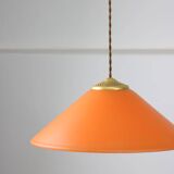 Lampe à Suspension Vintage en Laiton et Verre, Italie