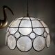 Vintage mother-of-pearl and brass lampshade pendant light