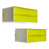 Paire d'éléments muraux avec commodes vert pois, années 1970