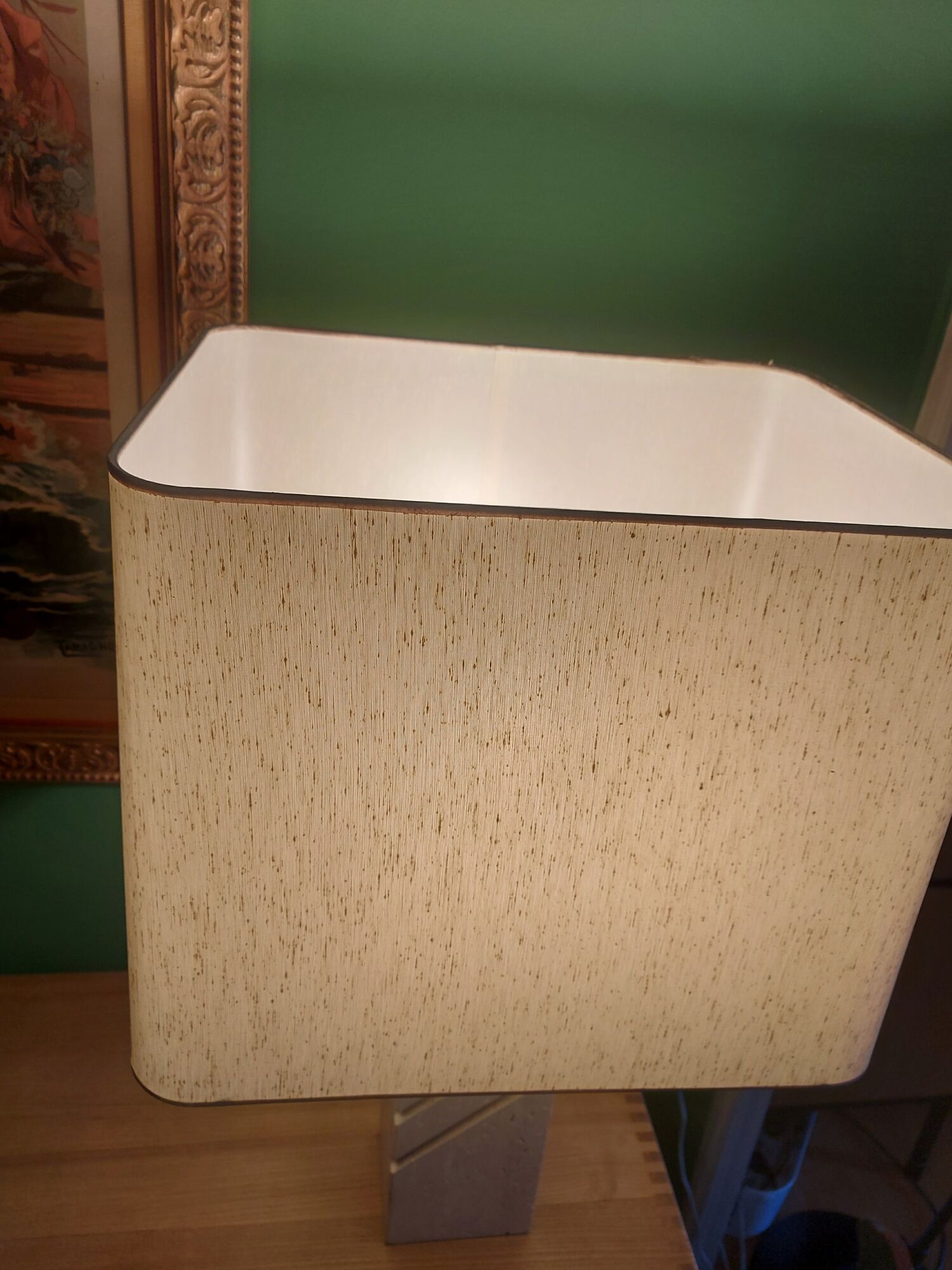 Travertine lamp foot with its original lampshade