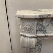 Louis XVI style fireplace in white marble veined carrara XIXth century