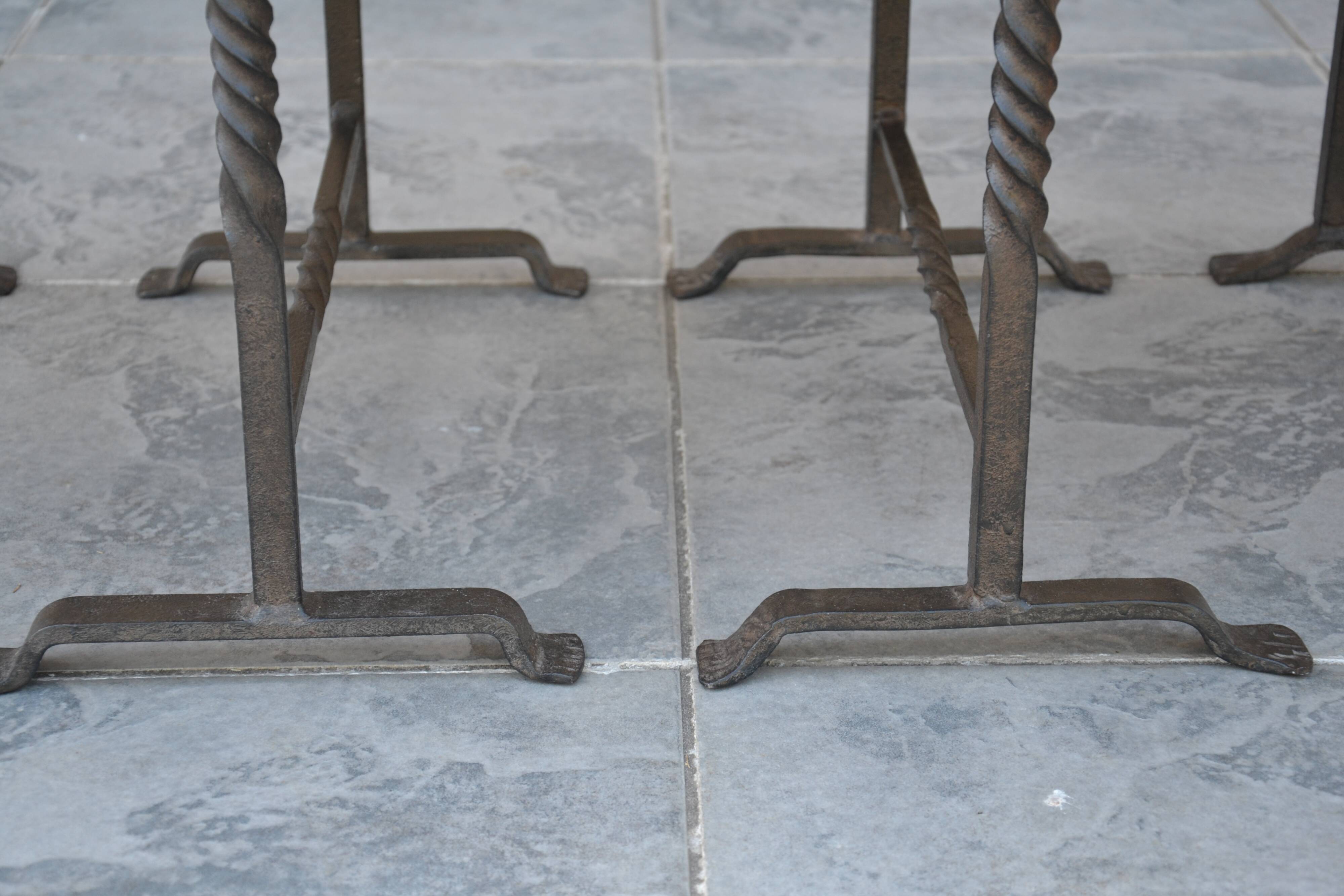 Unusual modular coffee table in oak and wrought iron.