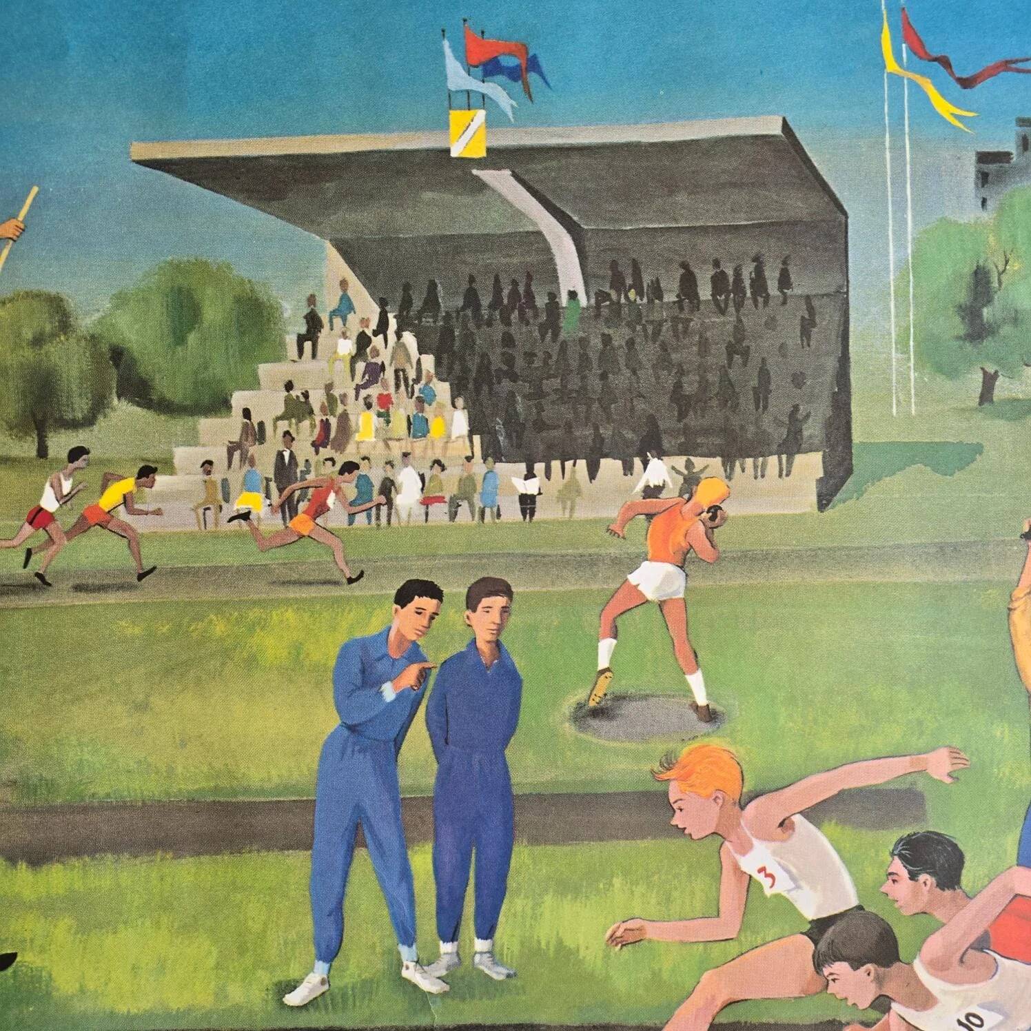 Old school poster Ogé-Hachette The Stadium & The Menagerie – 1960s