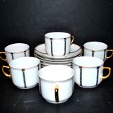 Set of 6 ART DECO black and gold porcelain coffee cups from the 1920s-1930s