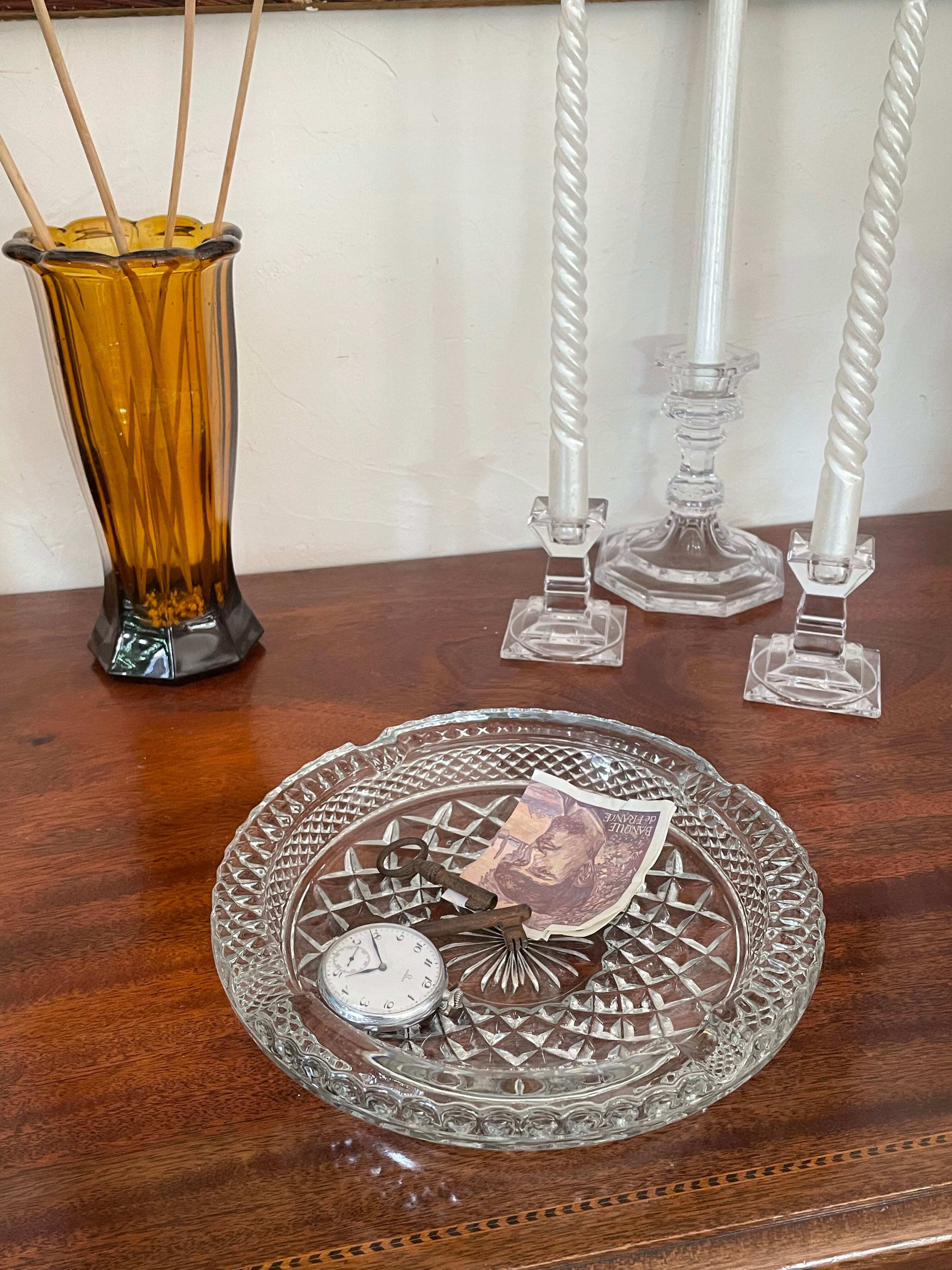 Ashtray empty pockets in cut glass 21,5cm
