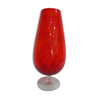 Vase rouge vintage en verre