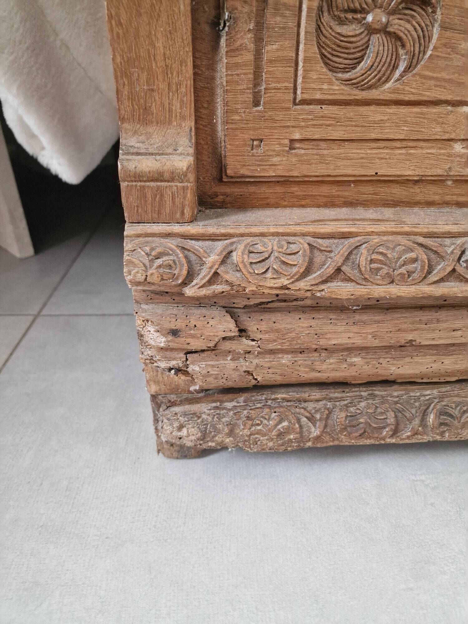 Antique carved oak chest