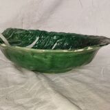 Large cabbage leaf plate Gerber – French barbotine – decorative piece