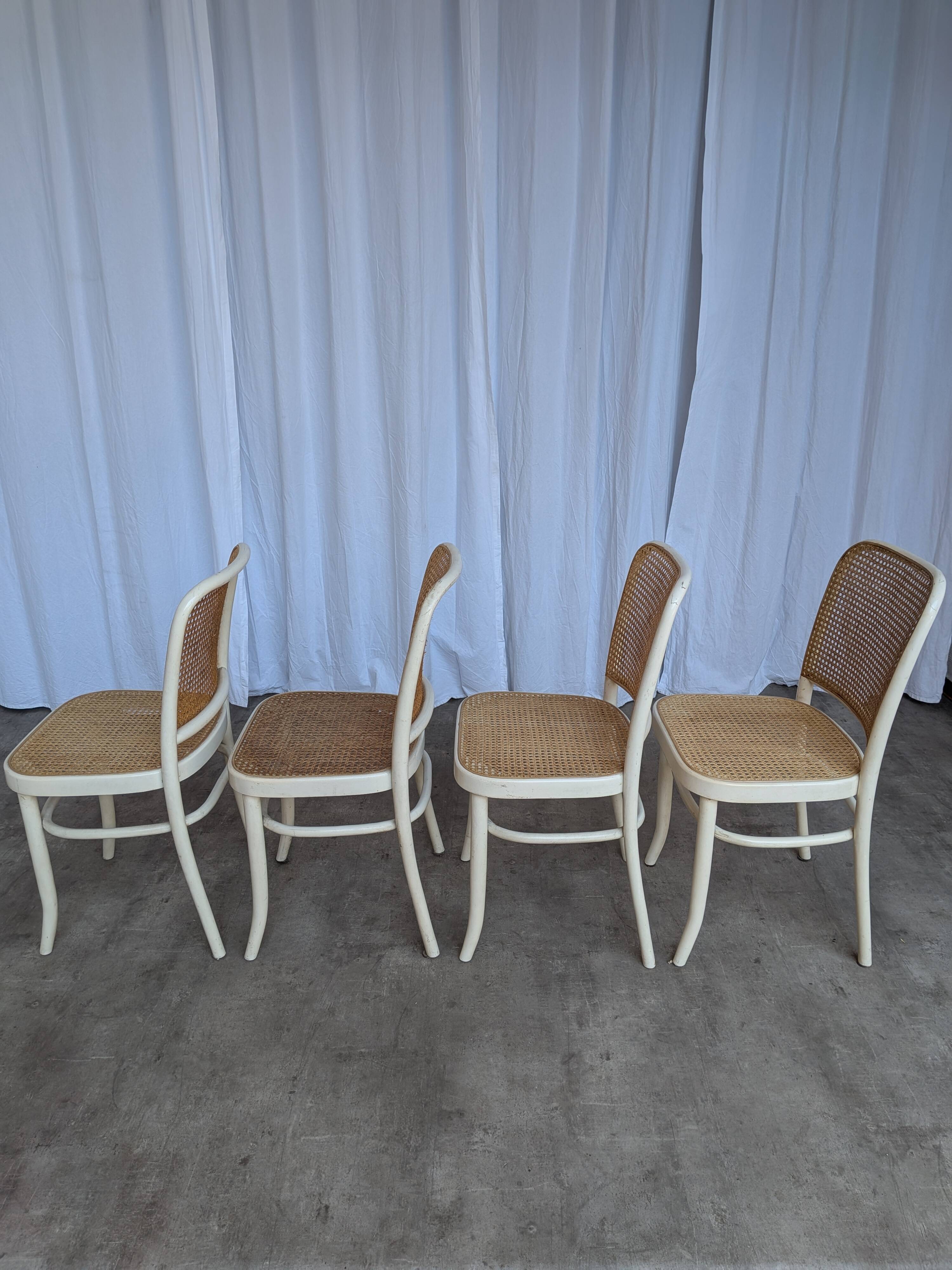 Set of 4 Thonet Style 811 Cane Chair: Josef Hoffman Mid-Century Modern Furn