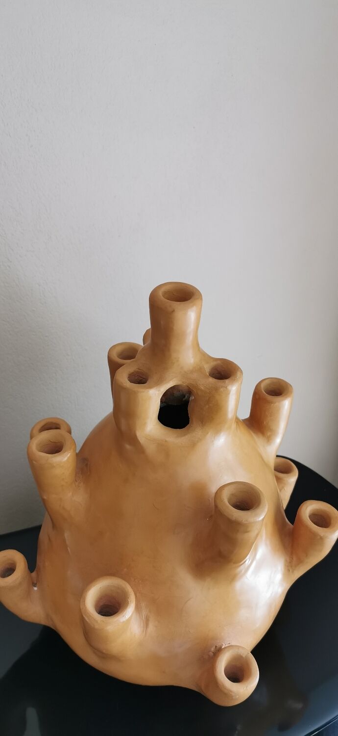 Tamgroute terracotta candlestick vase