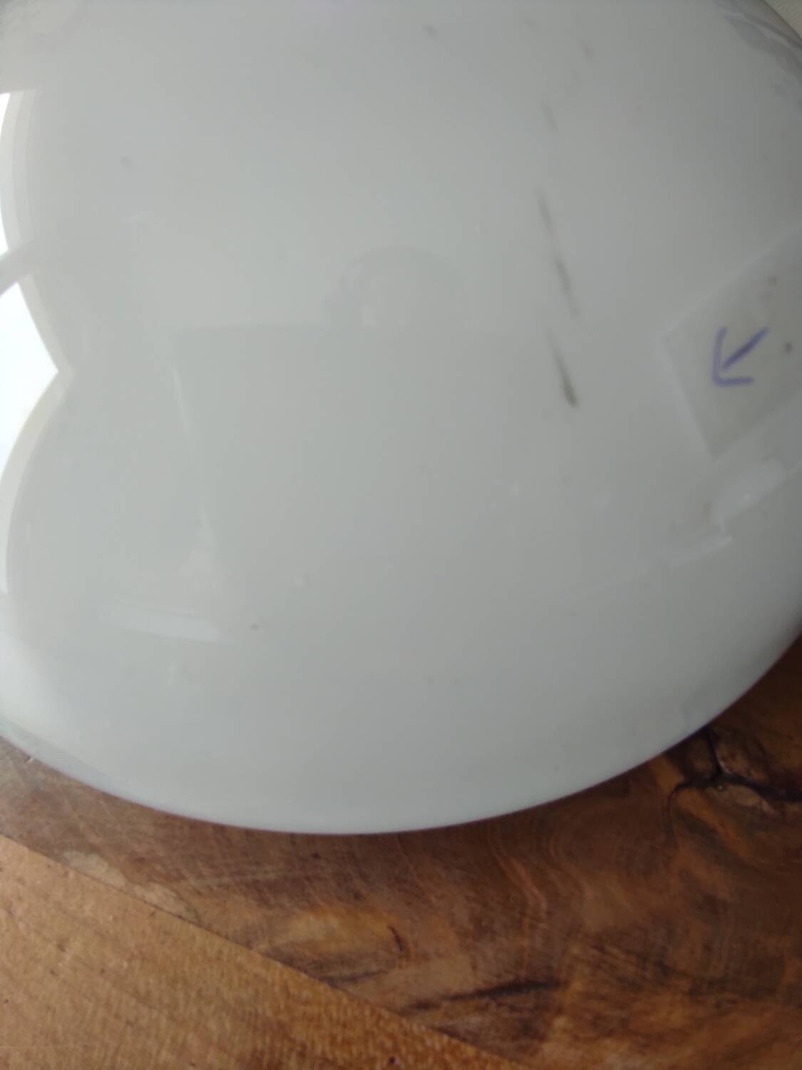 Large half-globe lampshade in white opaline.