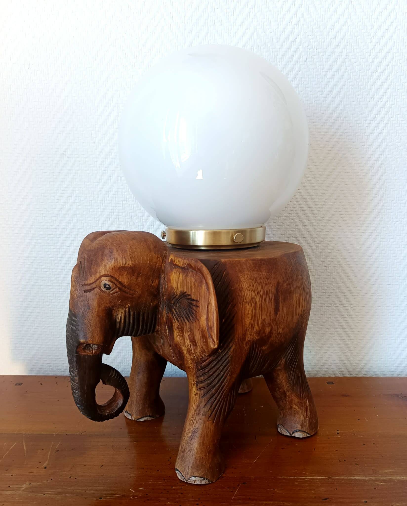 Elephant lamp and opaline