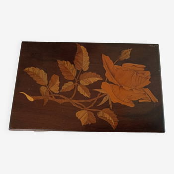 Marquetry box with rose decoration