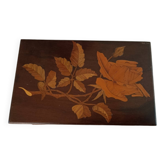 Marquetry box with rose decoration