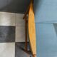 Wood arm chair reupholstered in blue fabric 1960s