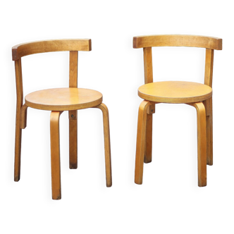 Lot de 2 chaises style aalto bois courbé