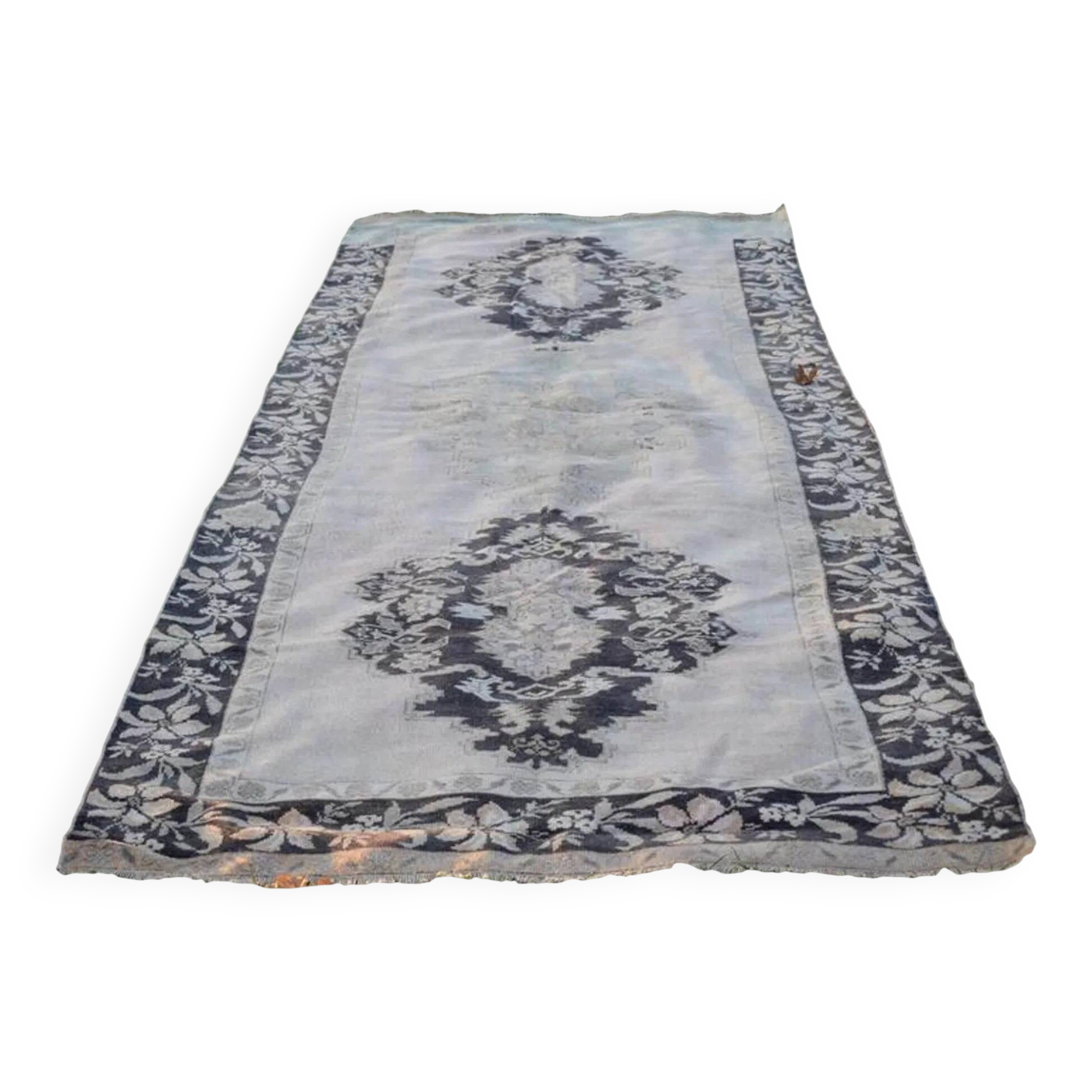 Vintage Turkish hallway rug 142x405 cm